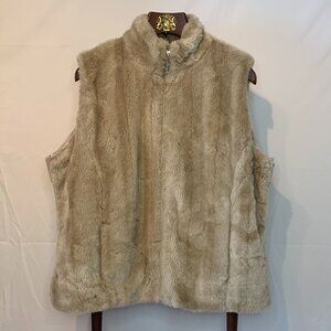 Women’s Coldwater Creek 2X Polyester Lined Faux Blonde Fur Vest With Pockets